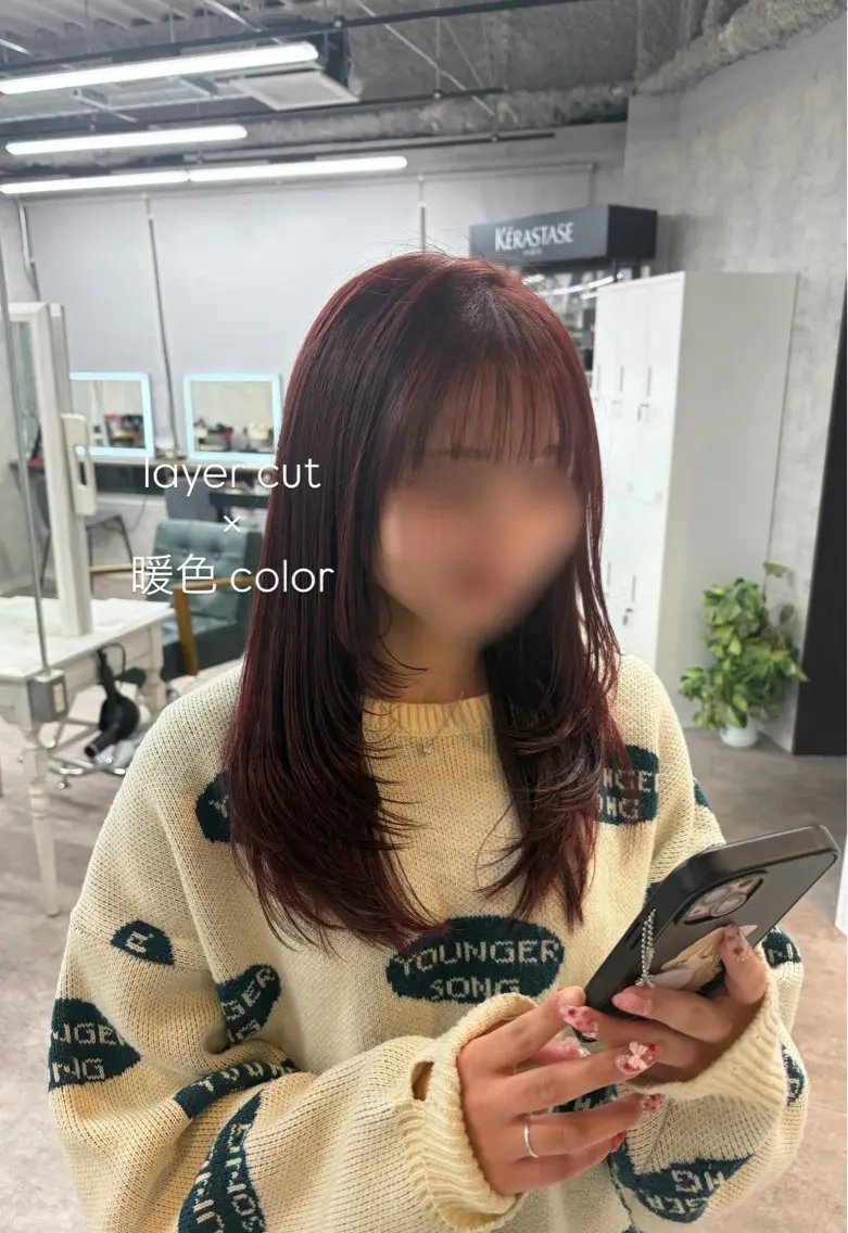 セミロング カラー カット ヘアカラー limitみづき🌙 レイヤーカットのヘアスタイル