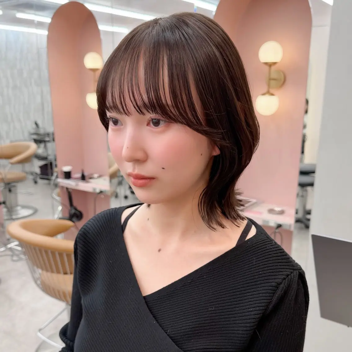 ミディアム カラー カット ヘアカラー トリートメント 縮毛矯正/ストンボブ Wカラー💎ヒデジのヘアスタイル