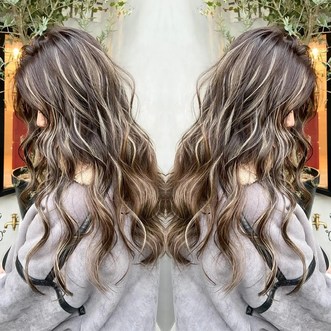 ロング 白いハイライト🤍 タナカリョウスケのヘアスタイル