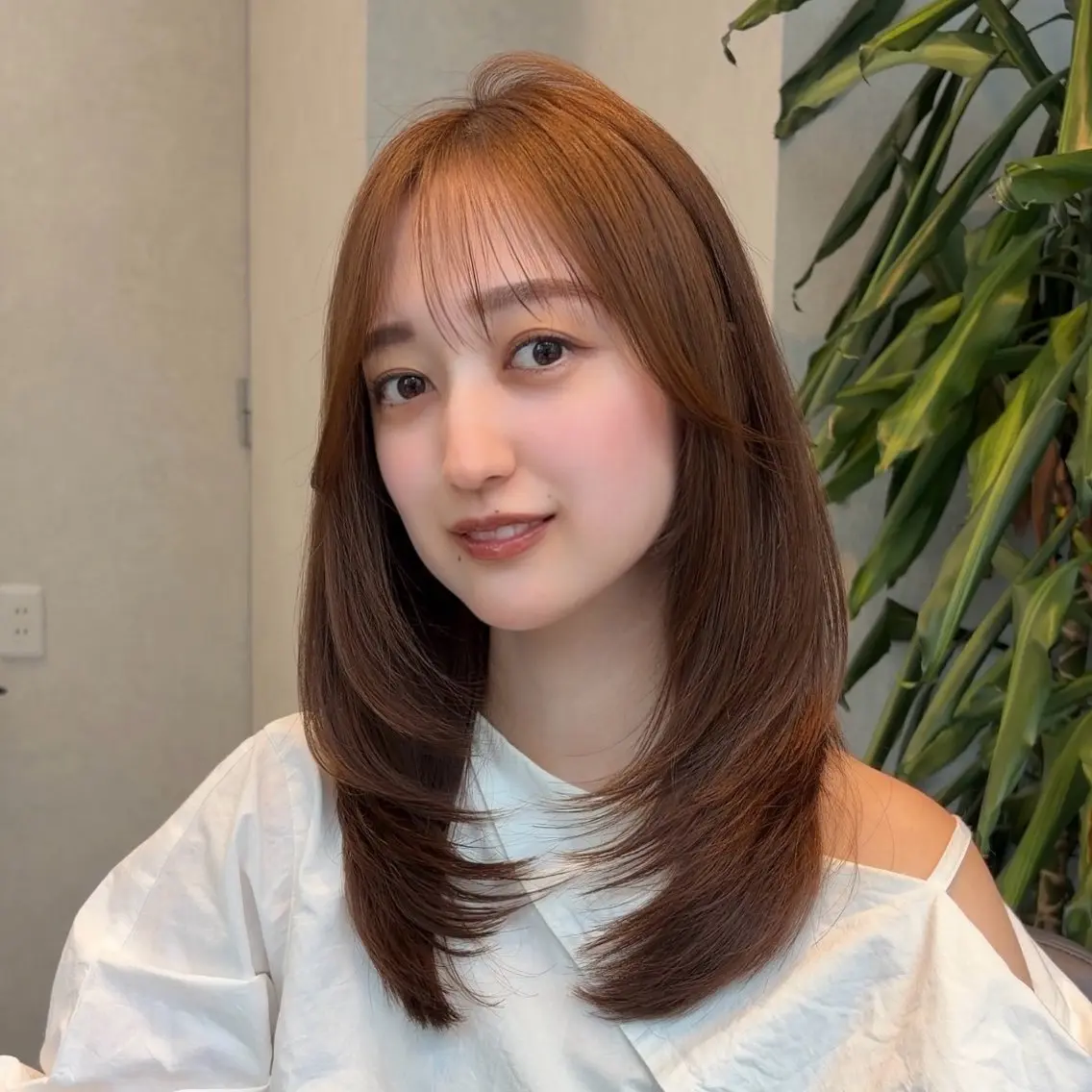 セミロング カラー カット ヘアカラー 結べるレイヤーカット /カラー/あさかのヘアスタイル
