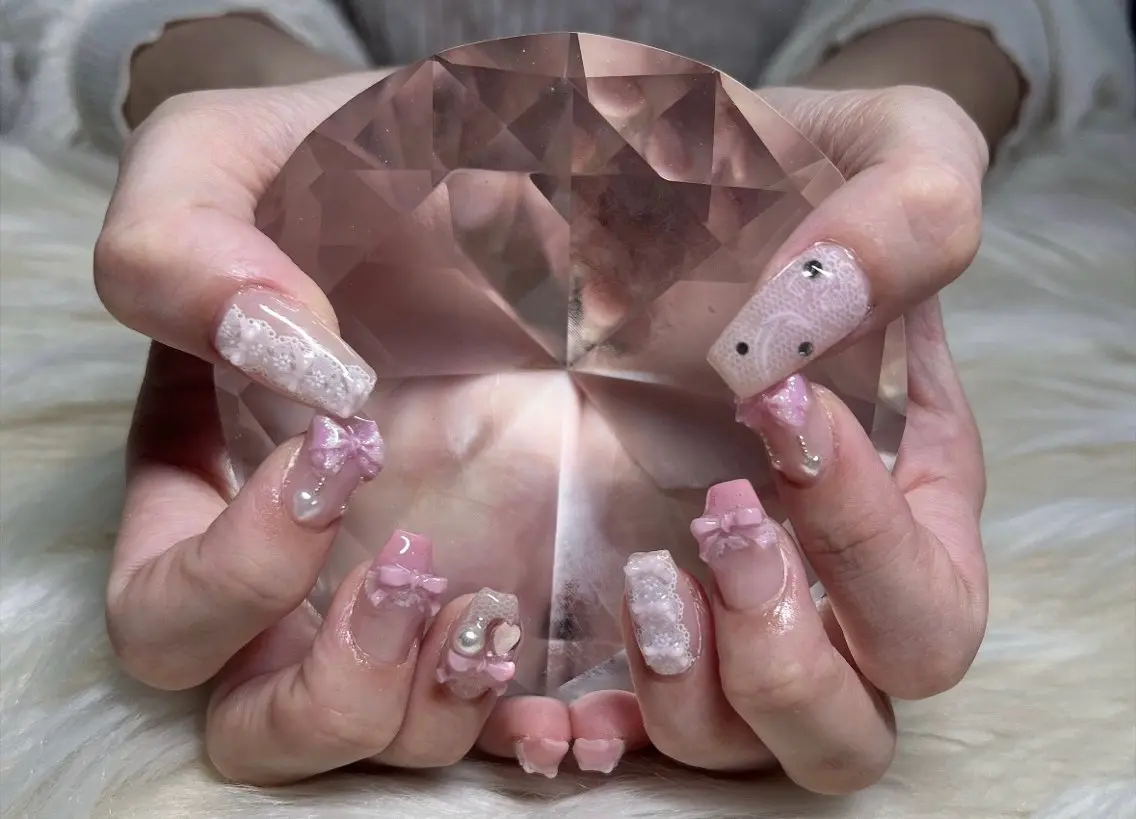 ネイル フラッシュネイル ジェルネイル グラデーション 韓国ネイル レース ハンドネイル Nail&eye Belire 新宿のネイルデザイン