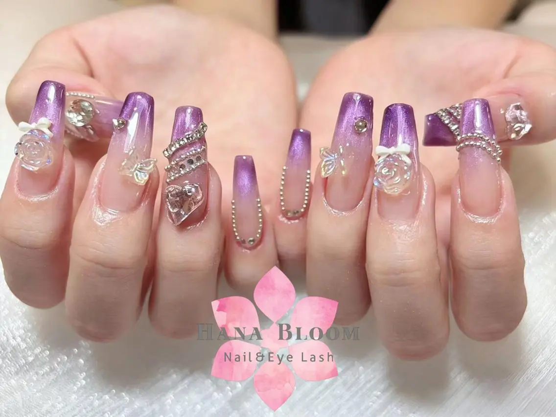ネイル 長さ出し フットネイル フレンチネイル ジェルネイル ガーリー ハンドネイル ハンドケア Hana Bloom Nail 渋谷道玄坂のネイルデザイン