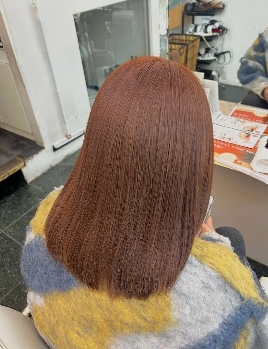 カラー ブリーチ ブラウンカラー ダブルカラー ブリーチなしカラー オレンジ ヘアカラー ガーリー×韓国🎀 ⟡.·天野結良⟡.·のヘアスタイル