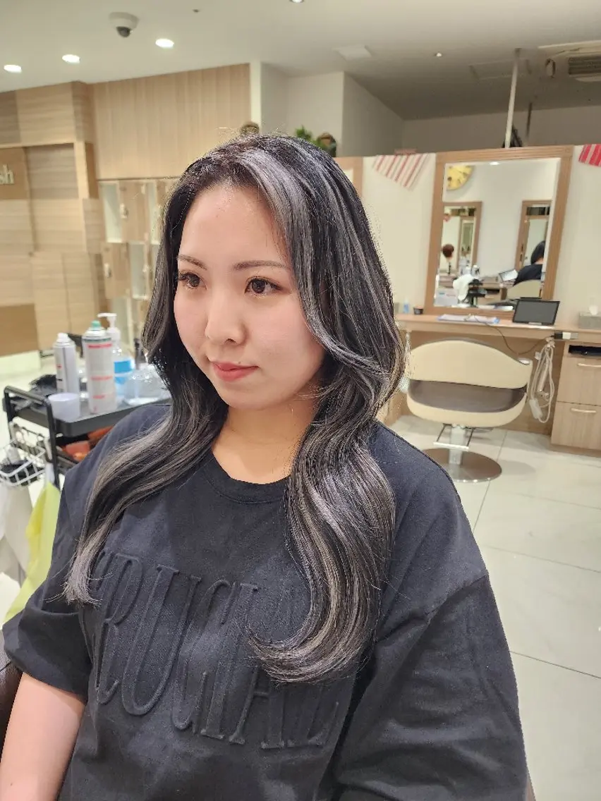 ロング カラー ブリーチ グレージュ ハイライトカラー ハイライト 髪質改善 ヘアカラー カラー特化🔥中村 和貴<Ash津田沼>のヘアスタイル