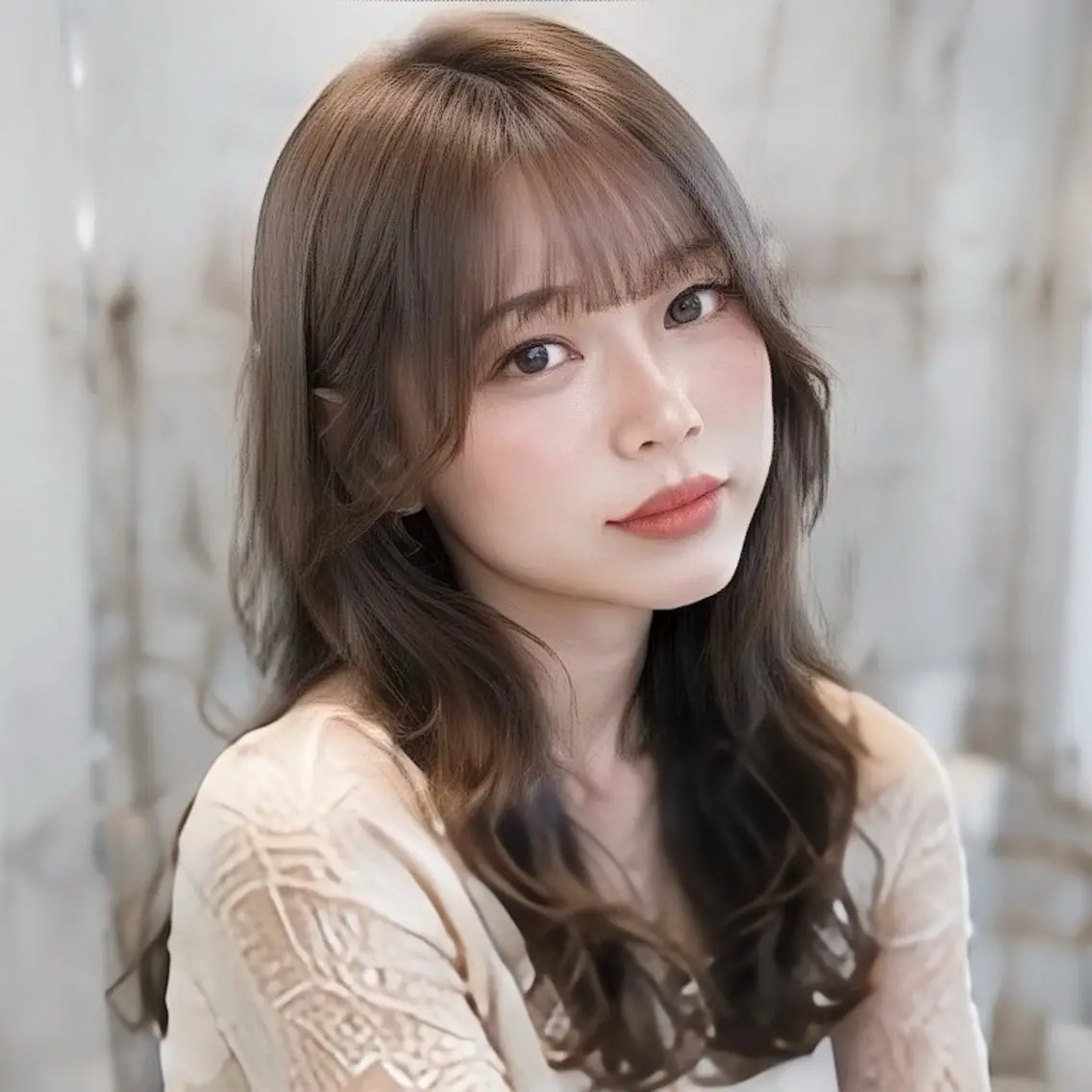 ロング カラー カット ヘアカラー レイヤー/顔まわり /縮毛矯正/おばかんのヘアスタイル