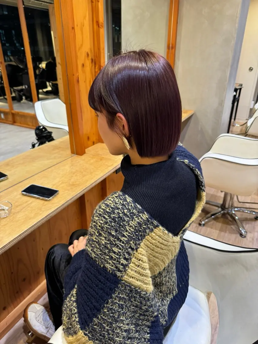 ショート カラー ヘアアレンジ ラベンダーカラー ラベンダーピンク ピンクカラー 【韓国ヘア/透明感 カラー】makotoのヘアスタイル