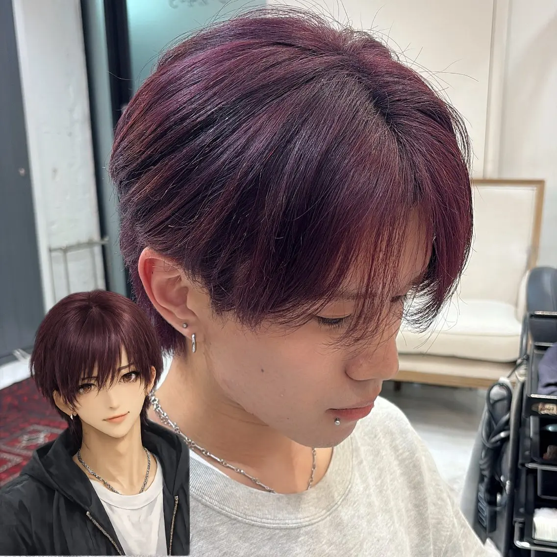カラー メンズ ブラウンカラー バイオレットカラー ヘアカラー 💛しおん💛 モデル募集のヘアスタイル
