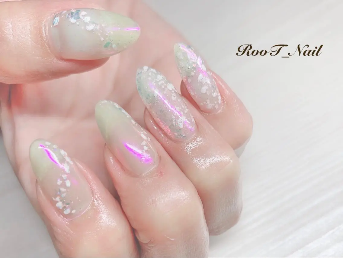 メンズ ネイル オーロラネイル ハンドネイル RooT Nailのネイルデザイン