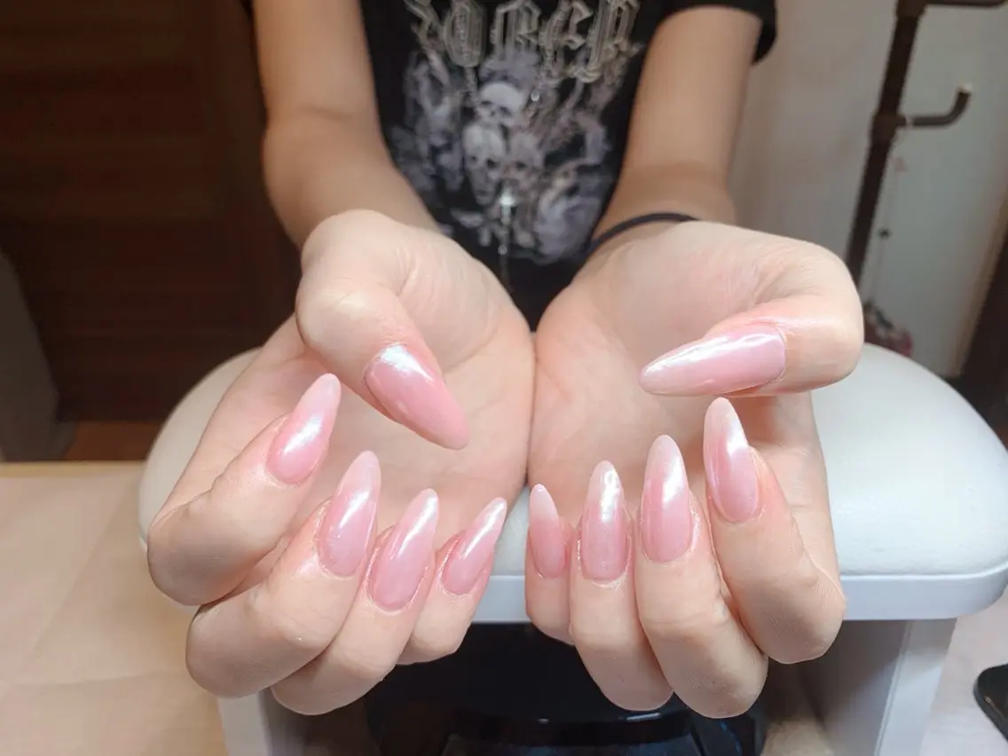 ネイル クリアネイル ミラーネイル ピンク NAIL__ KOKOのネイルデザイン