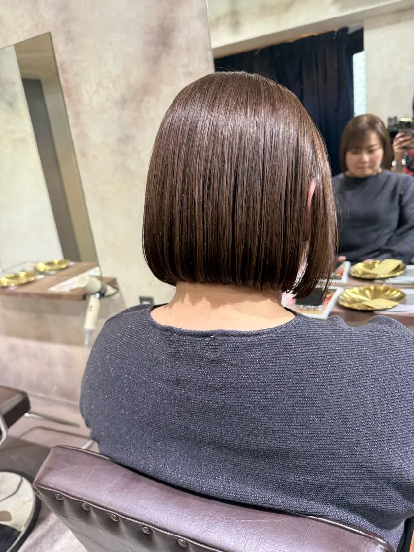 ショート ボブ カット 縮毛矯正 若命燿史/レイヤー 縮毛矯正/髪質改善のヘアスタイル