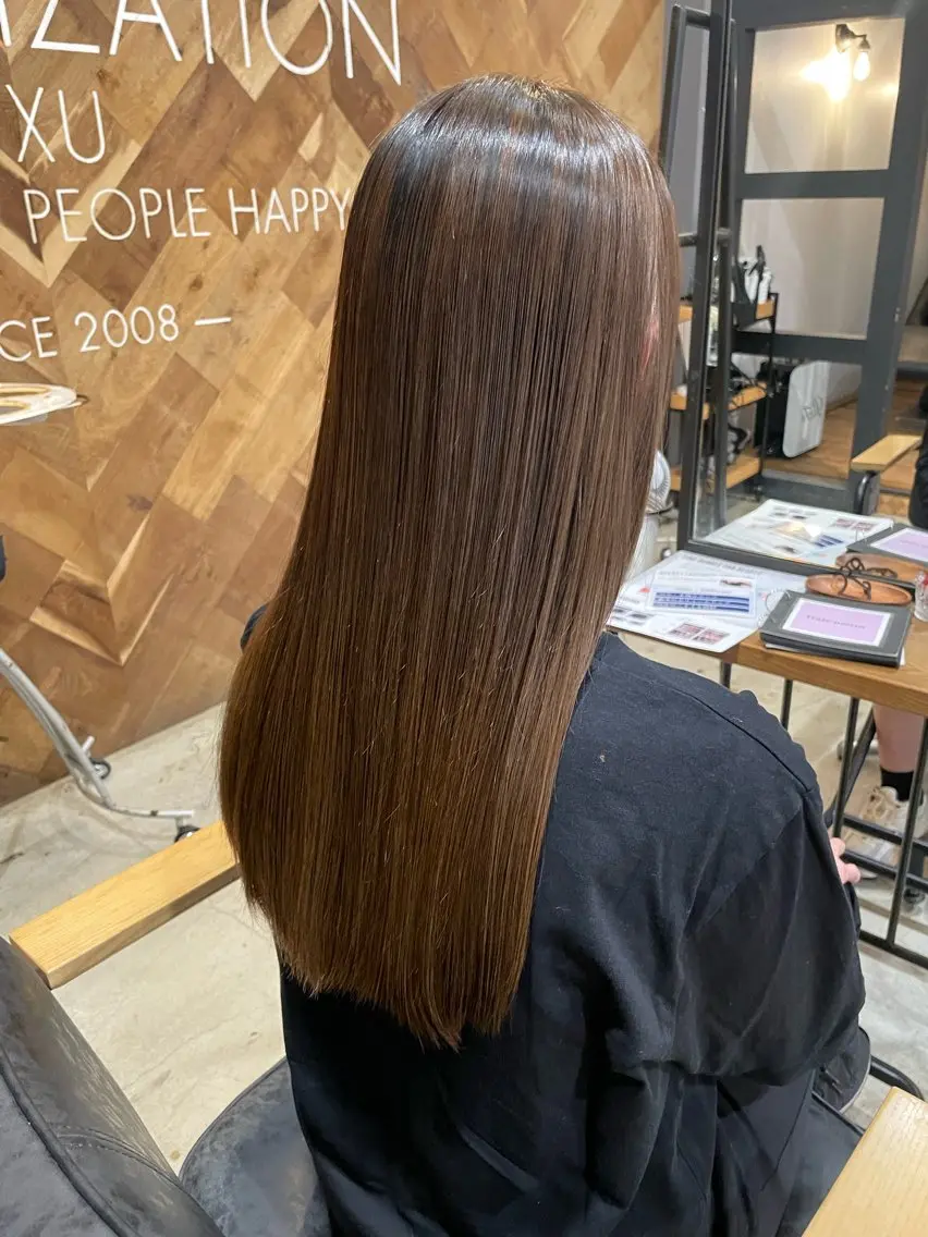 ロング 縮毛矯正 藤戸 美のヘアスタイル