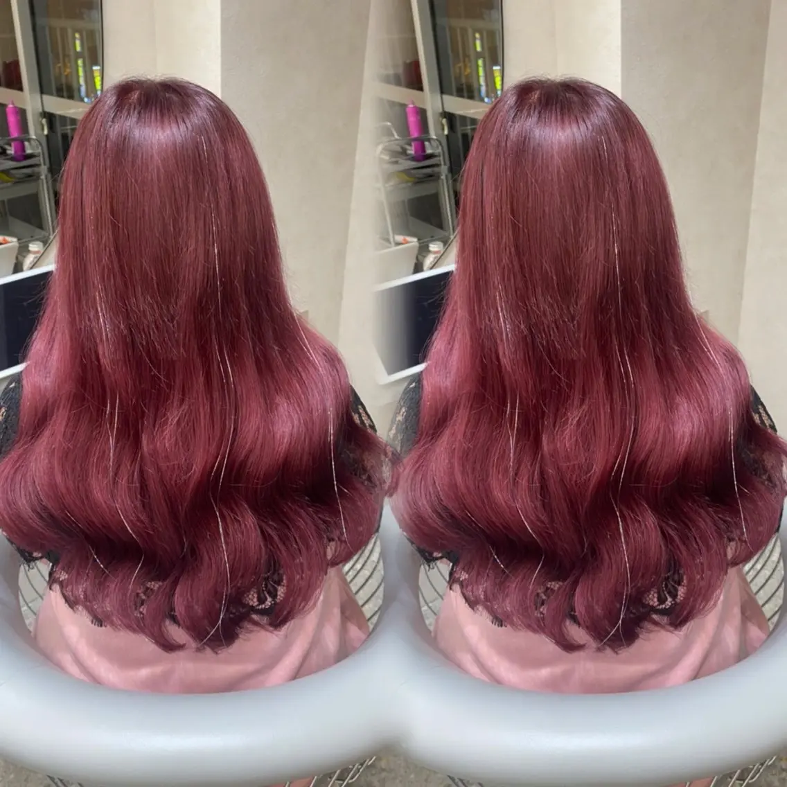 ロング カラー ブリーチ ラベンダーカラー ラベンダーピンク ピンクカラー 新宿/韓国ヘア 中明度カラー/かやのヘアスタイル