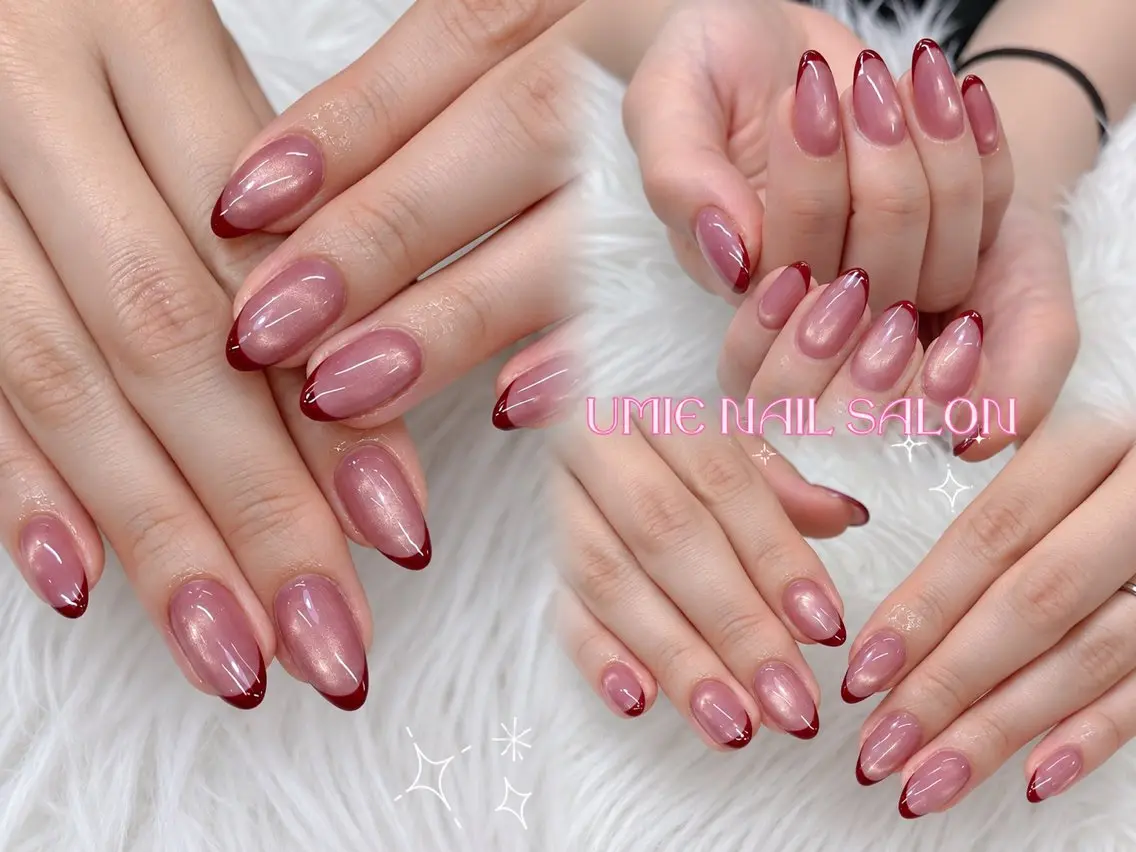 ネイル フットネイル フレンチネイル ジェルネイル ガラスフレンチ マグネットネイル ハンドネイル UMIE NAIL SALONのネイルデザイン