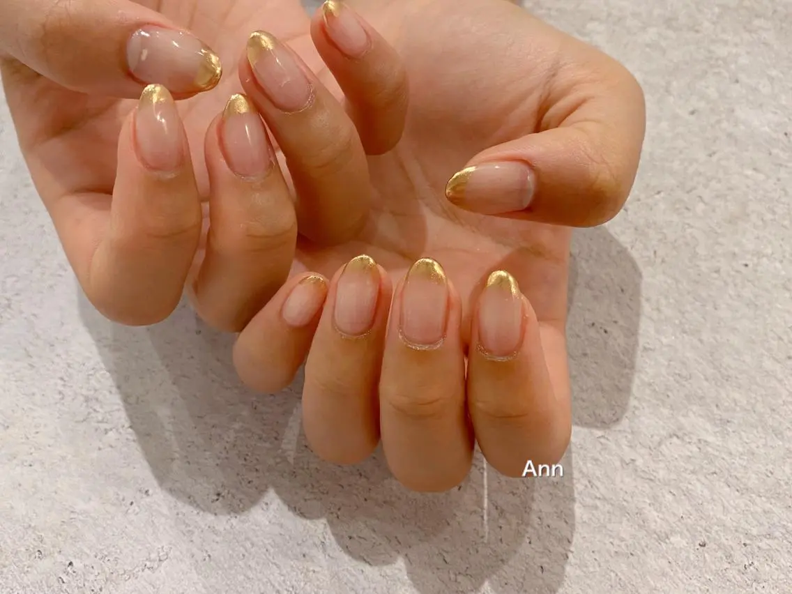ネイル フレンチネイル ミラーネイル Ann nailのネイルデザイン