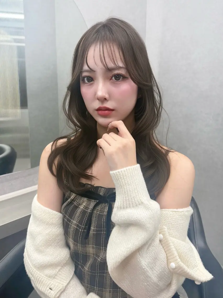 ロング カラー 韓国風ヘア レイヤーカット ヘアカラー トリートメント レイヤーカット /顔周り/和奏︎♪のヘアスタイル