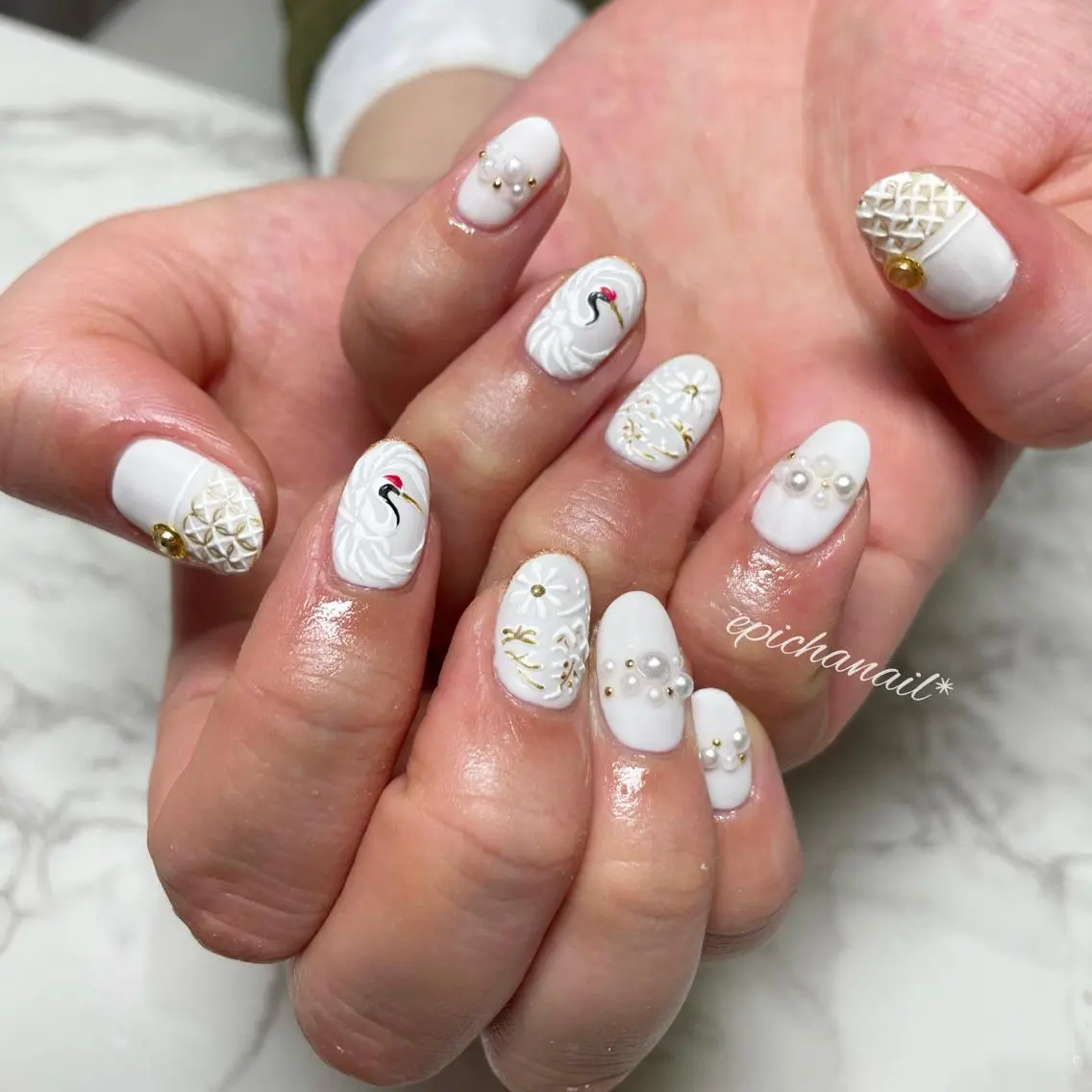ネイル 持ち込み ブライダルネイル EPICHA NAILのネイルデザイン