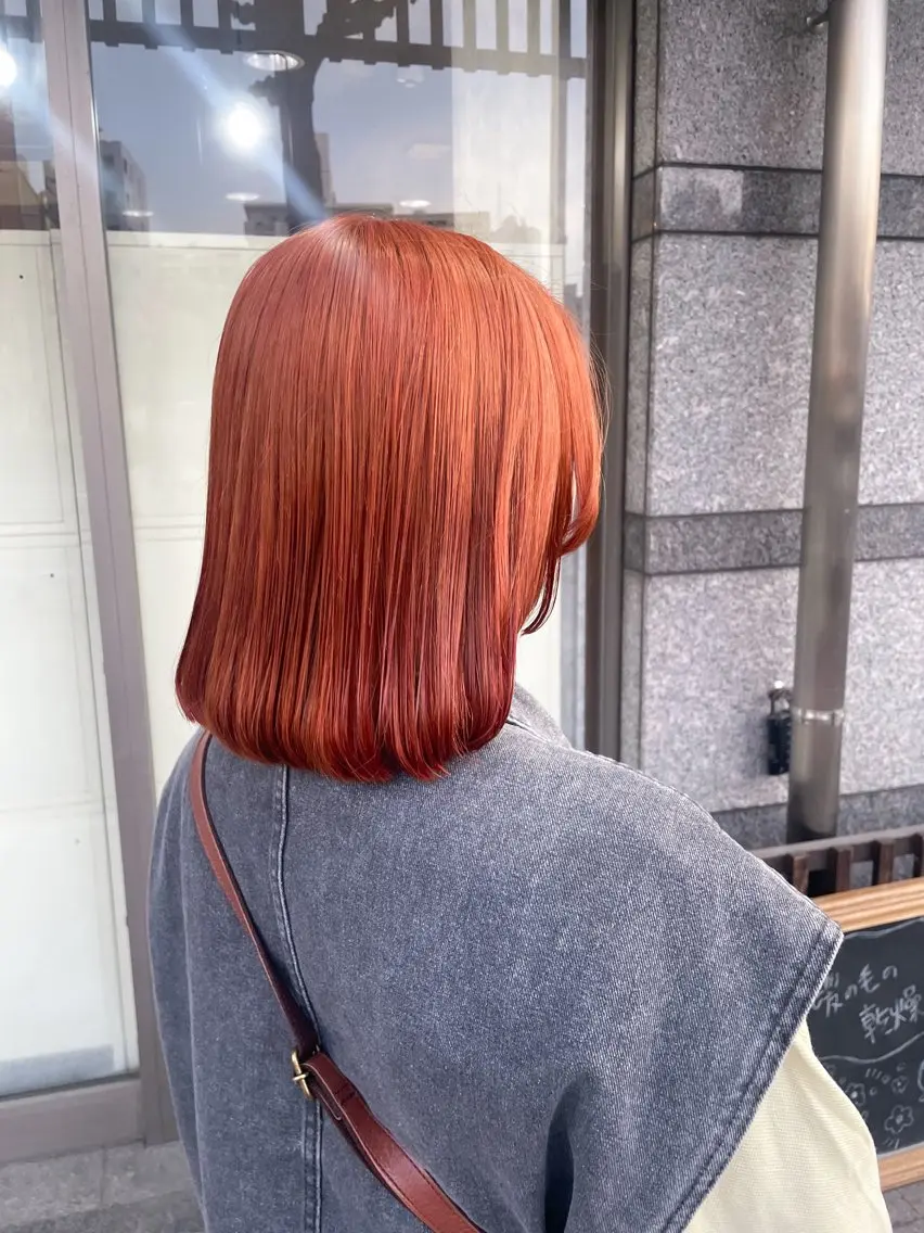 ミディアム カラー オレンジ ヘアカラー トリートメント イワタ マハ/ minim hairのヘアスタイル