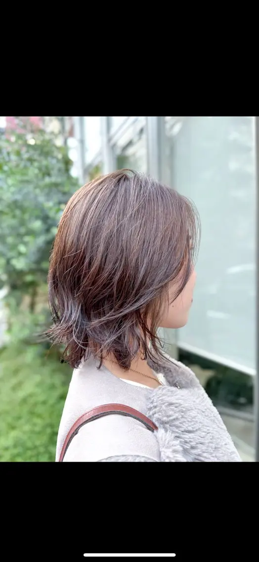 ミディアム カラー パーマ ミディアムパーマ 表参道/さあ や/大人ナチュラルのヘアスタイル