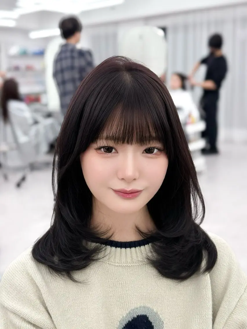 ロング カラー 透明感カラー 顔まわりレイヤー 顔周りカット ハッシュカット 髪質改善 カット ヘアカラー トリートメント 韓国ガーリーヘア🎀 Sayaka🤍のヘアスタイル