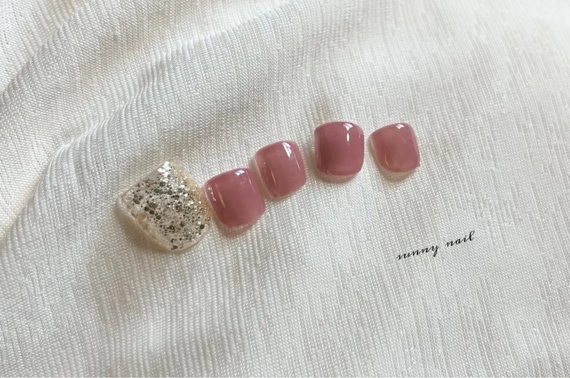 ネイル フットネイル ピンク シンプルネイル sunny nailのネイルデザイン