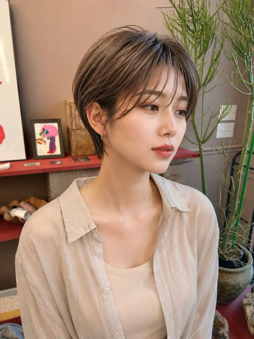 ショート カラー ハンサムショート ブリーチ 透明感カラー ブリーチなしカラー ショートヘア カット ヘアカラー トリートメント Yuto /レイヤー、ウルフのヘアスタイル