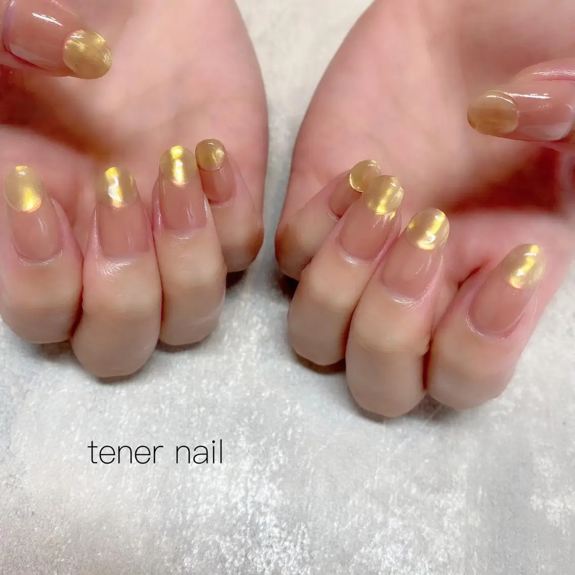 ネイル ミラーネイル ニュアンスネイル ぷっくりネイル テネルネイル tener nailのネイルデザイン
