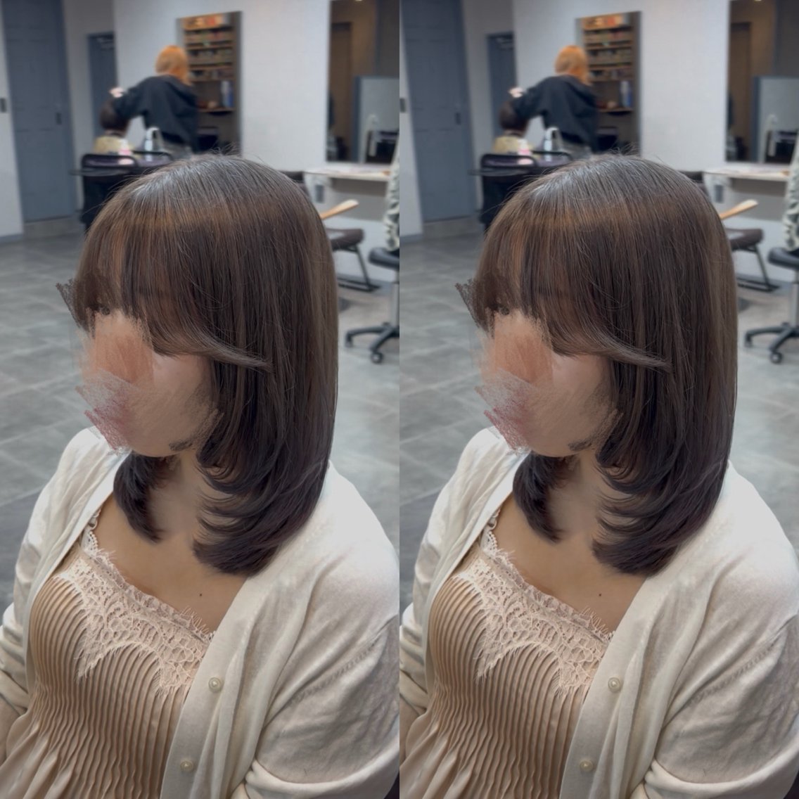 ミディアム カラー ミディアムレイヤー 透明感カラー グレージュ レイヤーカット カット ヘアカラー トリートメント モデル様募集中🍒 りおのヘアスタイル