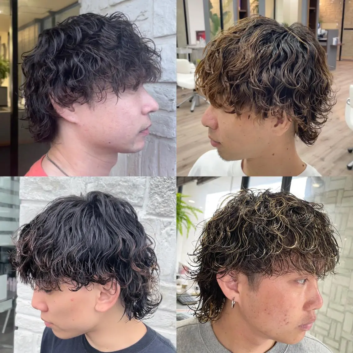 パーマ メンズ 波巻きパーマ メンズウルフカット ウルフカット アタ ムのヘアスタイル