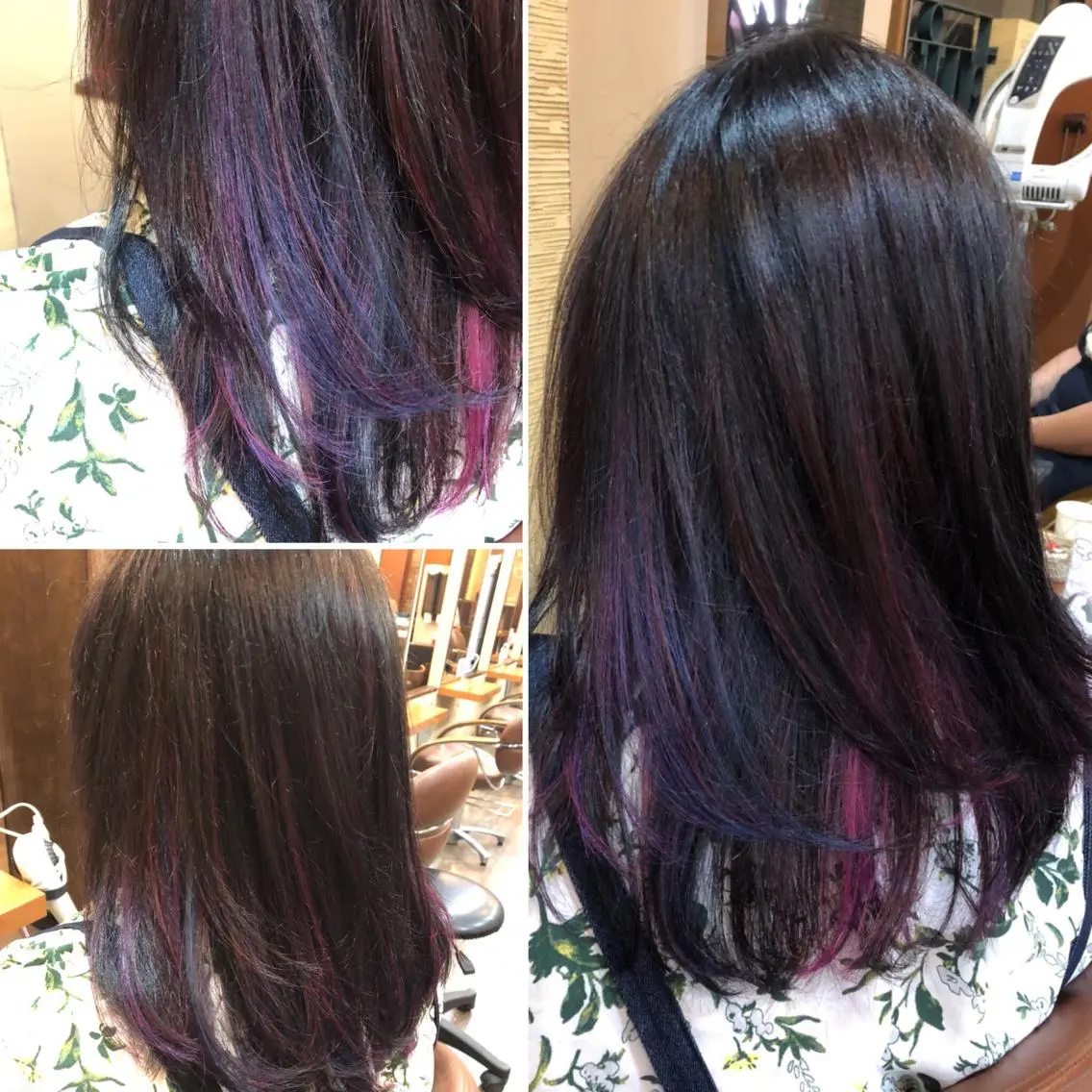 セミロング カラー アッシュ ブリーチ ブルーカラー ブルーアッシュ ダブルカラー 仲矢 あゆ美のヘアスタイル