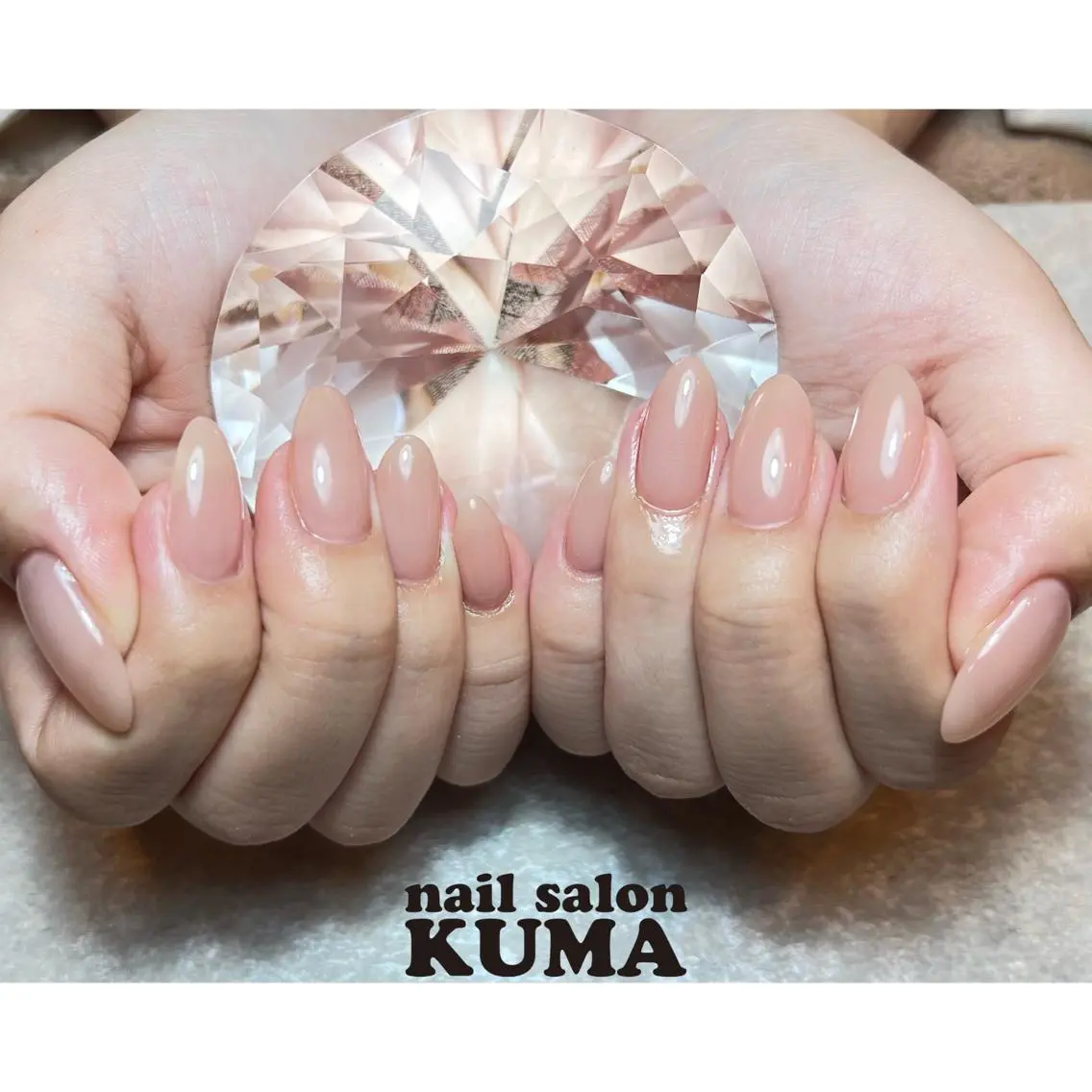 ネイル 長さ出し フレンチネイル ジェルネイル ガラスフレンチ 韓国ネイル ハンドネイル nailsalon KUMAのネイルデザイン