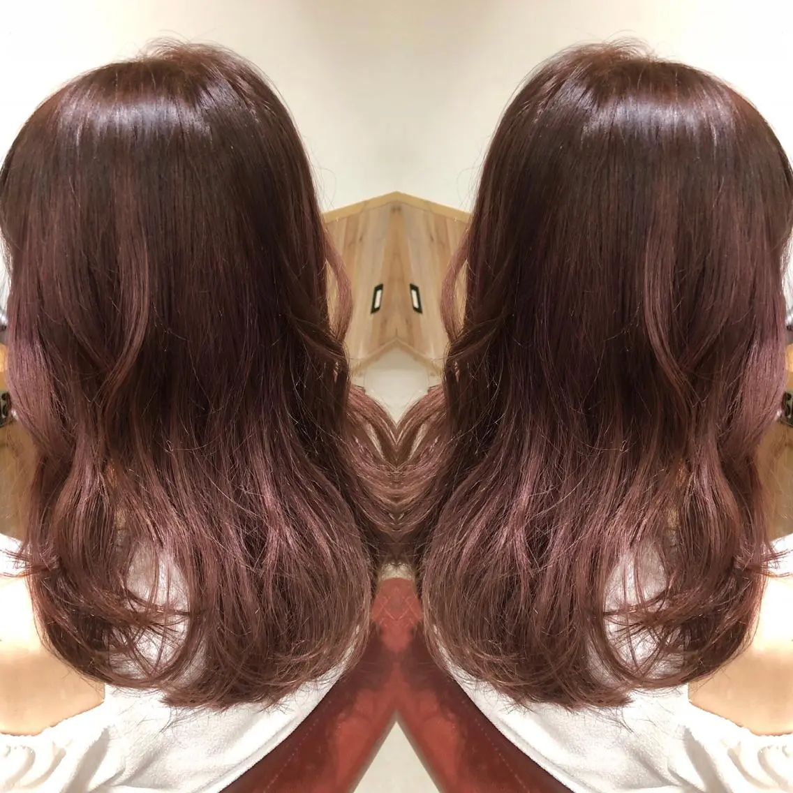 セミロング カラー グラデーションカラー ピンクカラー M IIのヘアスタイル