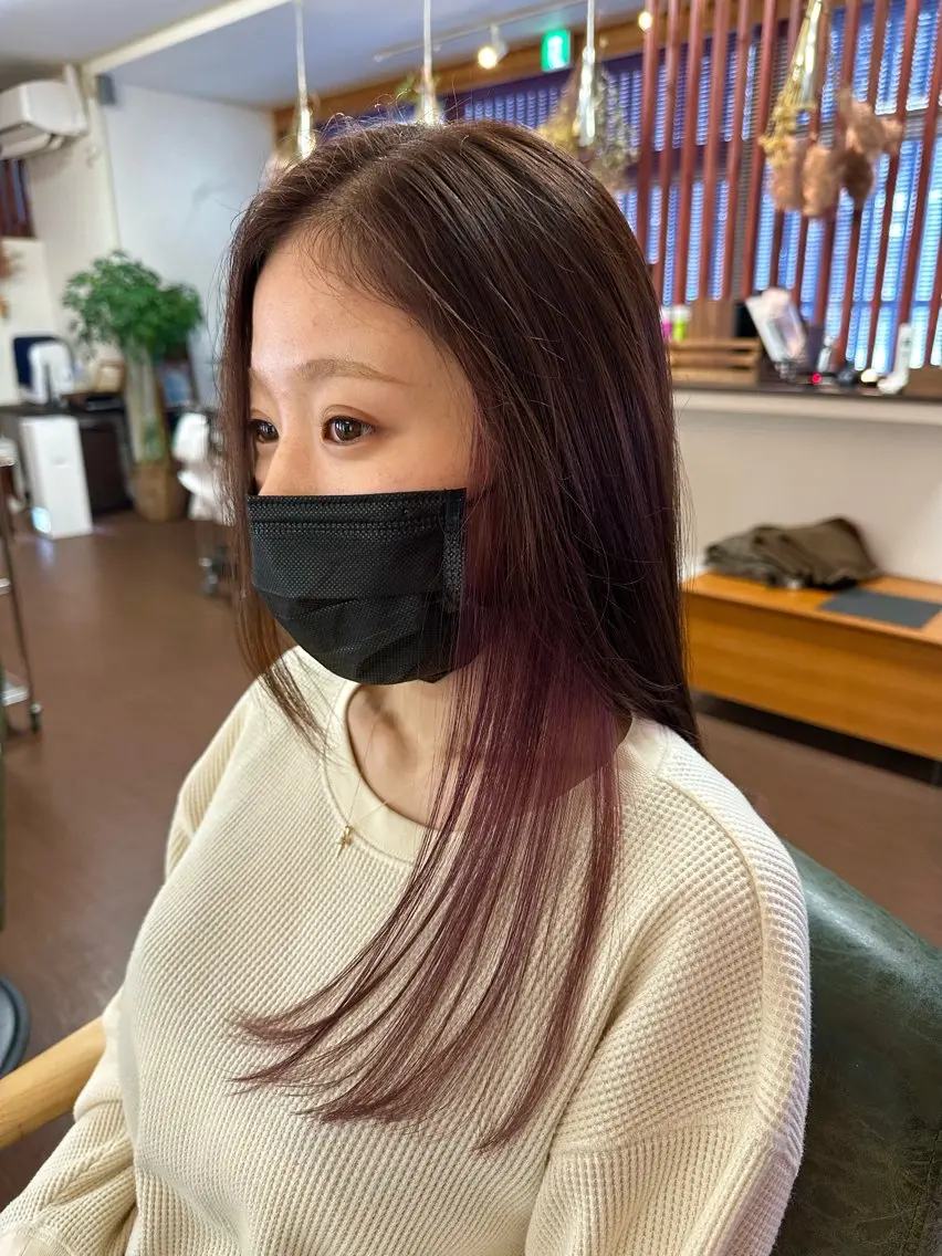 ロング カラー アッシュ ピンクカラー ピンクパープル ピンクアッシュ パープルカラー 💜推しインナー カラー/菊池柊真💜のヘアスタイル