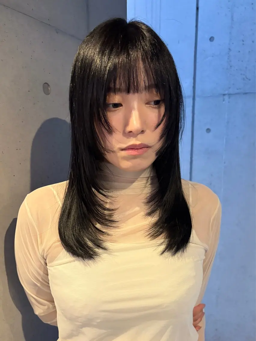 ミディアム カラー カット ヘアカラー トリートメント 韓国レイヤー/透明感 カラー/RIN🎀のヘアスタイル