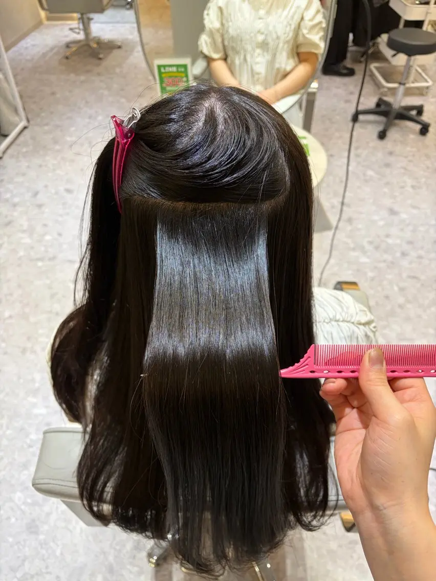 セミロング レイヤーカット 縮毛矯正 縮毛矯正 Ayano‪‪🎀似 合わせ×透明感🎀のヘアスタイル