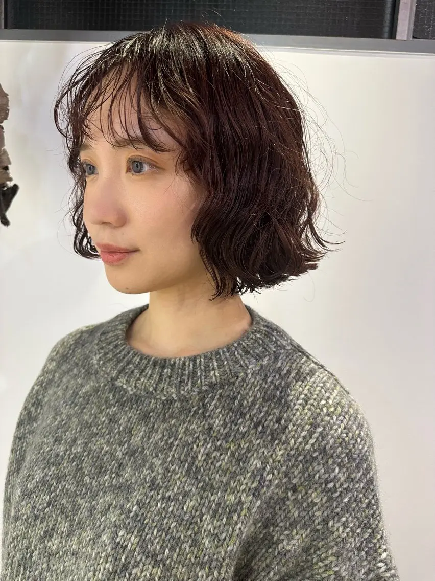 ショート カラー パーマ ブラウンカラー レッドカラー カット ヘアカラー トリートメント 小野江 祐李のヘアスタイル