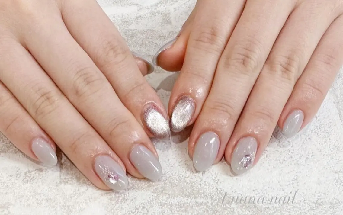 セミロング ネイル 入学式 入学式 ジェルネイル マグネットネイル オフィスネイル Luana nail (ルアナネイル)のネイルデザイン