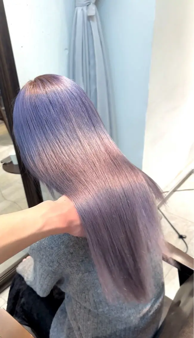 ミディアム カラー パーマ ヘアアレンジ ブリーチカラー🤍 颯馬🐈‍⬛のヘアスタイル
