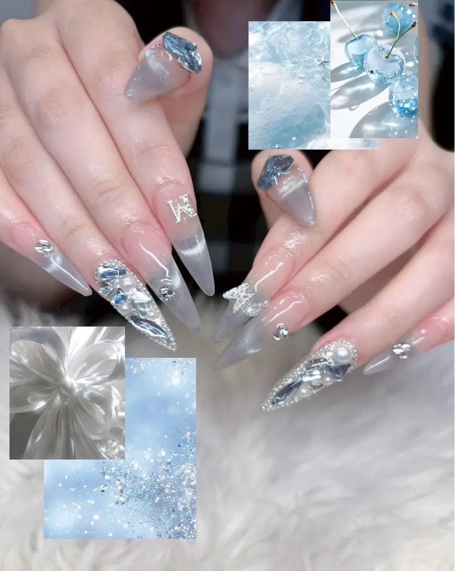 ネイル 長さ出し キラキラネイル 韓国ネイル ロングネイル ワンホンネイル ハンドネイル Josie nail salonのネイルデザイン