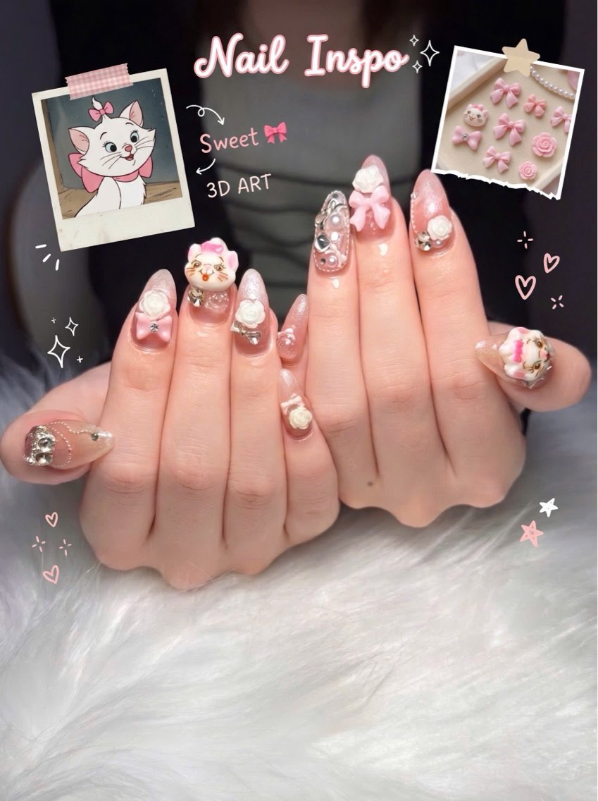ネイル ガーリー キラキラネイル ロングネイル 持ち込み ピンク ハンドネイル Nail Salon Anのネイルデザイン