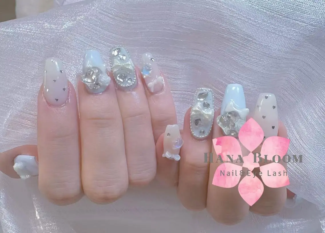 ネイル 長さ出し フットネイル フレンチネイル ジェルネイル ガーリー ハンドネイル ハンドケア Hana Bloom Nail💜Akiのネイルデザイン