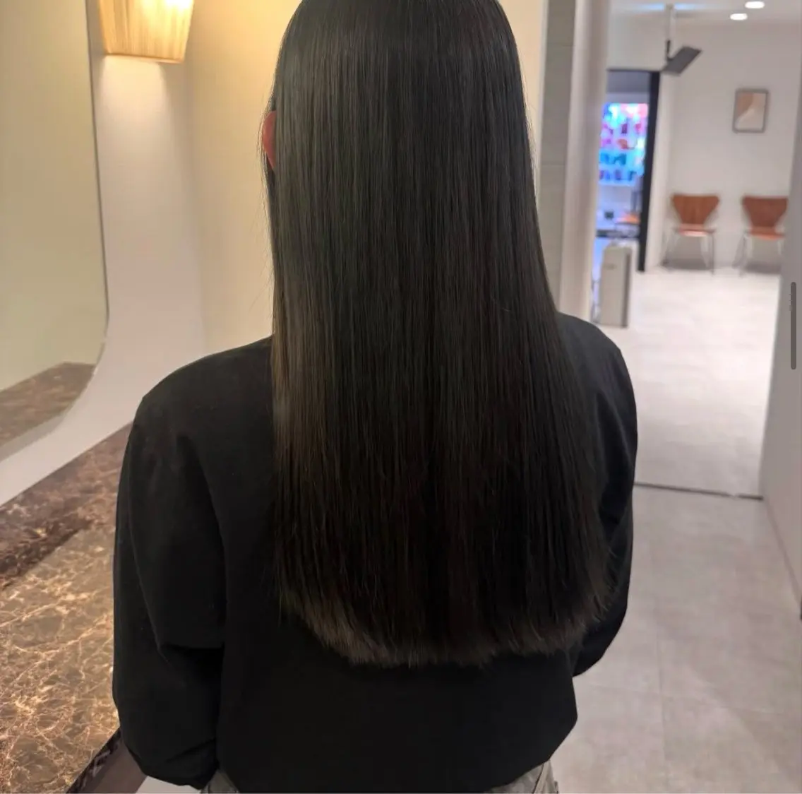 ロング カラー 黒髪 ブルーカラー ブルーブラック カット ヘアカラー Ako  カット・ 縮毛矯正モデル募集のヘアスタイル