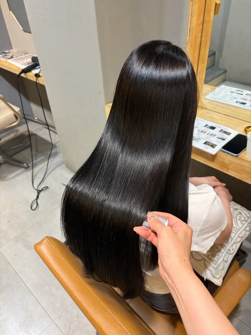 ロング カラー 縮毛矯正 トリートメント ioe元町 yukaのヘアスタイル
