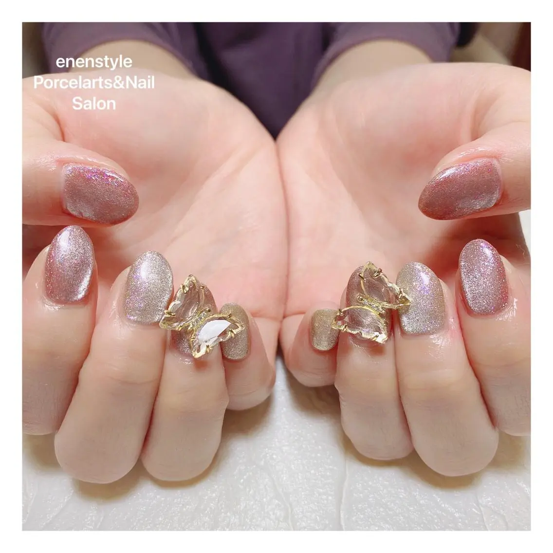 ミディアム ネイル ハンドネイル 🐾enen style 🐾のネイルデザイン