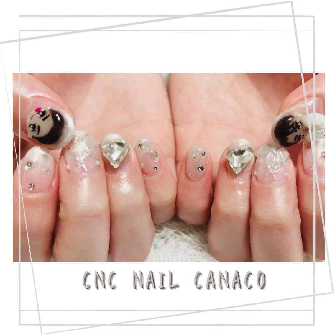 ネイル アートネイル ジェルネイル 持ち込み ストーンネイル ハンドネイル ハンドケア ベテランネイル cnc nailのネイルデザイン