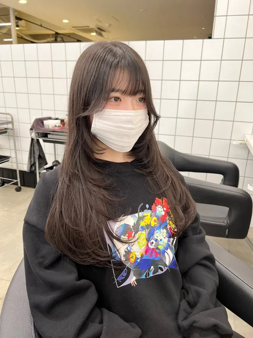 ロング カラー パーマ ヘアアレンジ メンズ キッズ 上品＆韓国風 🥀海心🥀のヘアスタイル