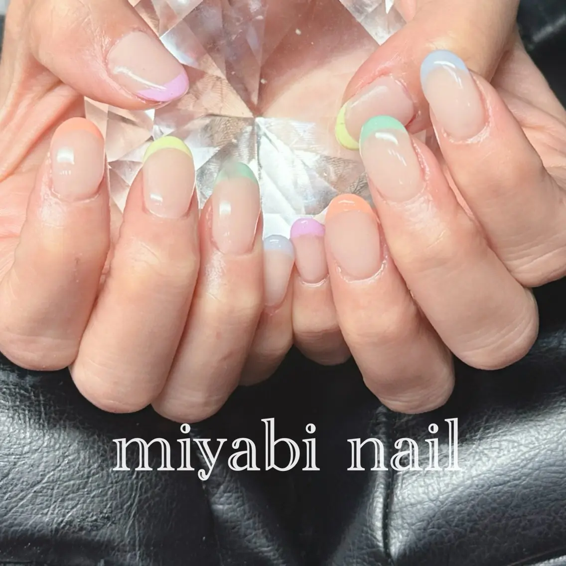 ネイル フレンチネイル ジェルネイル 持ち込み パステルネイル 春ネイル ハンドネイル miyabi nail 桂川駅近くのネイルデザイン