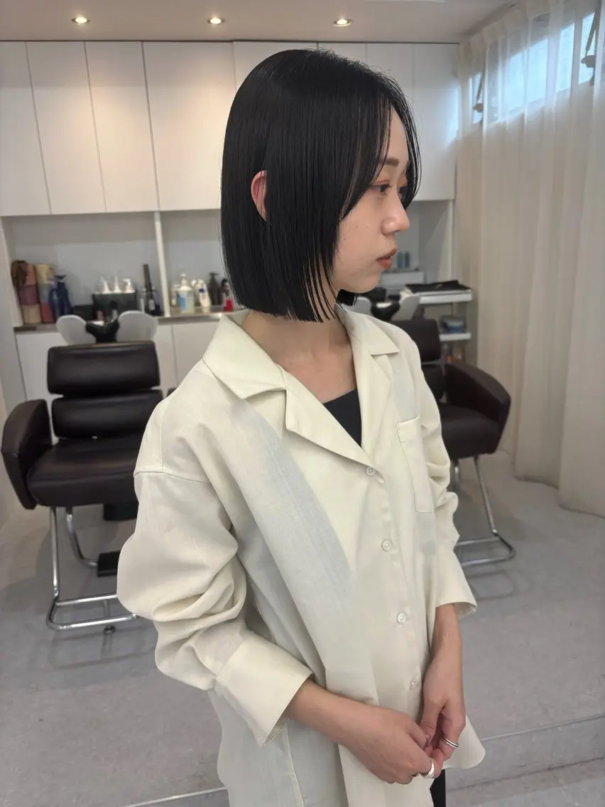 ショート ボブ レイヤーカット カット ヘアカラー masa/ボブ特化/ ぷつっとボブのヘアスタイル