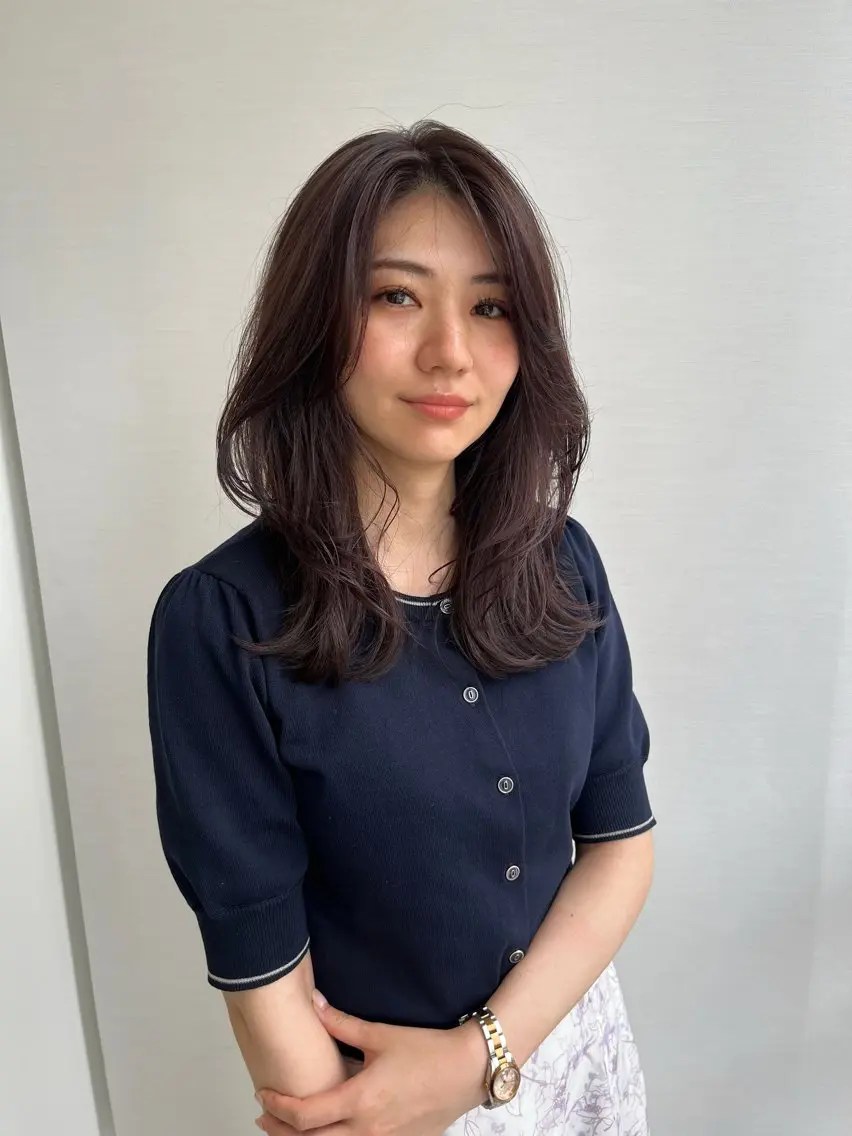 ロング 顔周りカット レイヤーカット 🫒🫒ブリーチなし 艶カラー🫒ヤマシロのヘアスタイル