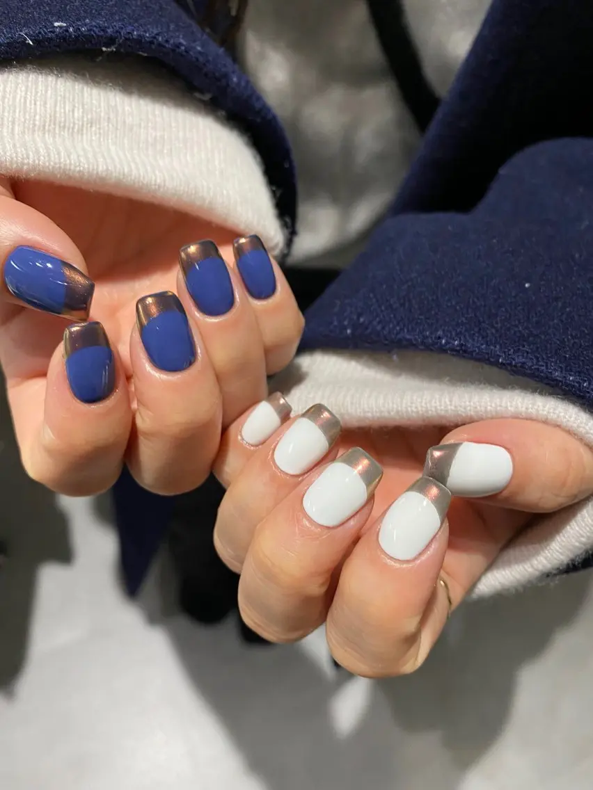 ネイル ブラウン フレンチネイル ミラーネイル ハンドネイル フットネイル 🌷さかもと みほ🌷のネイルデザイン