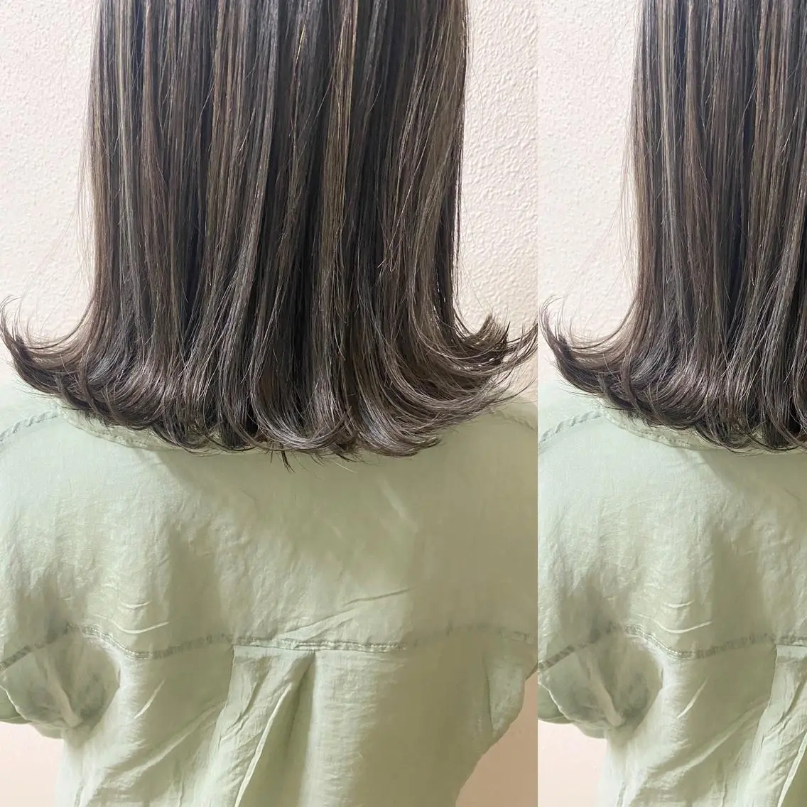 ミディアム カラー ブリーチ 透明感カラー ハイライトカラー ハイライト カット ヘアカラー トリートメント ツキノキ ミナのヘアスタイル